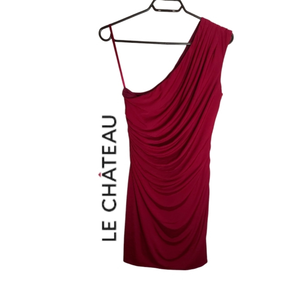 Le Chateau Pink Raspberry One Shoulder Stretch Dress